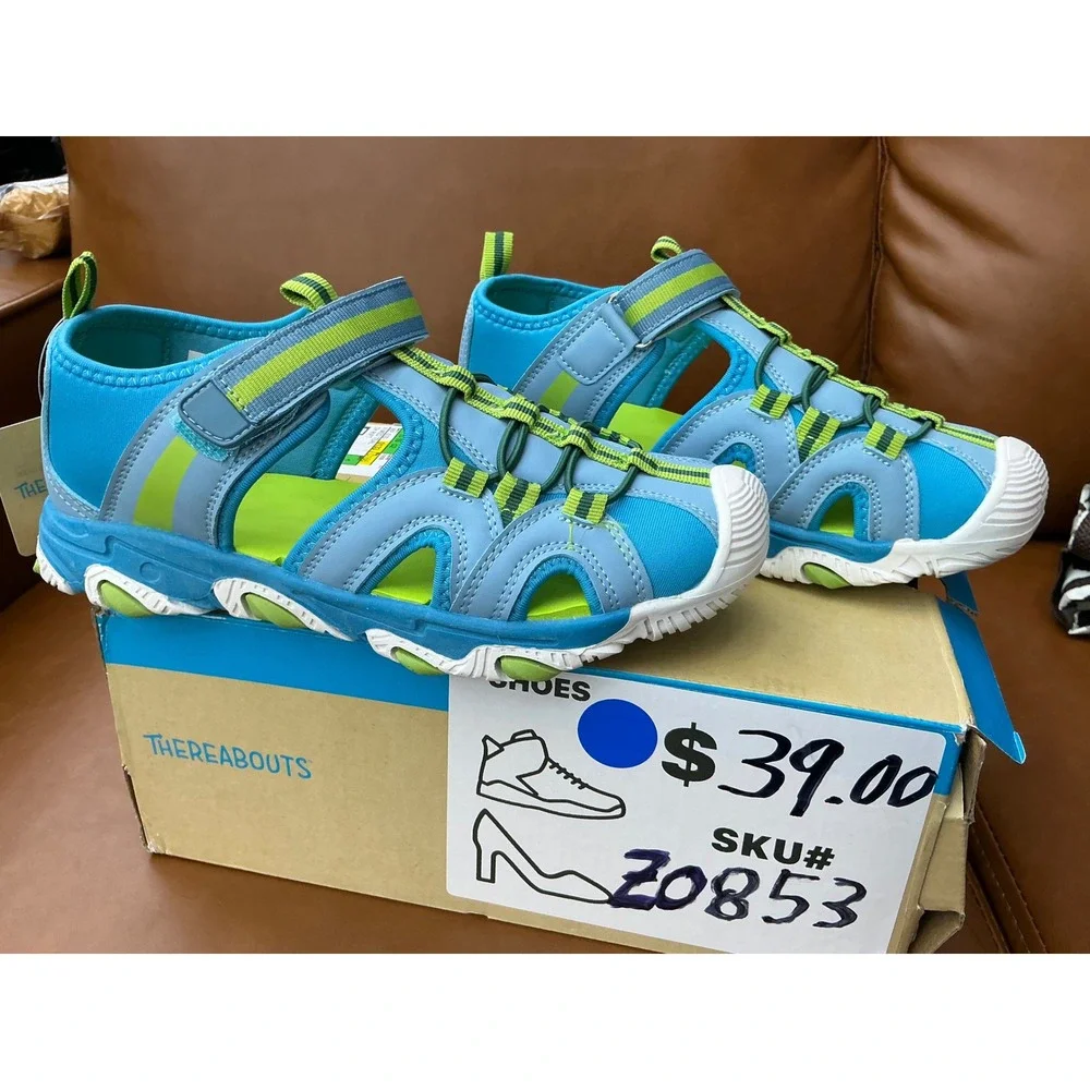 Thereabouts TH Rift Sandal Kids 4M Teal New Closed Toe Bungee Strap 010-0133